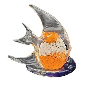 PartyLite Riviera Tealight Holder Tropical Fish Orange P7154 Glass